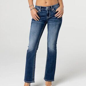 Miss Me washed mid rise easy boot Angel Wings Bootcut Jeans